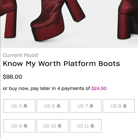 DollsKill Rare Know My Worth Platform Boots Current Mood Red Mesh Thigh High - Picture 10 of 10